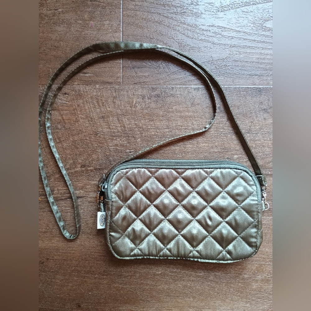 NaRaYa Small Crossbody Quilted Satin Green Shoulder Bag